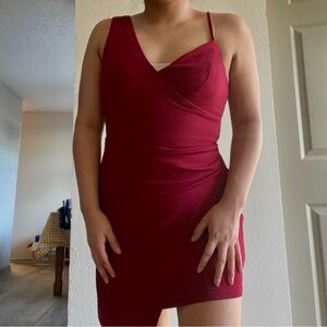 Asymmetrical Red Mini Dress